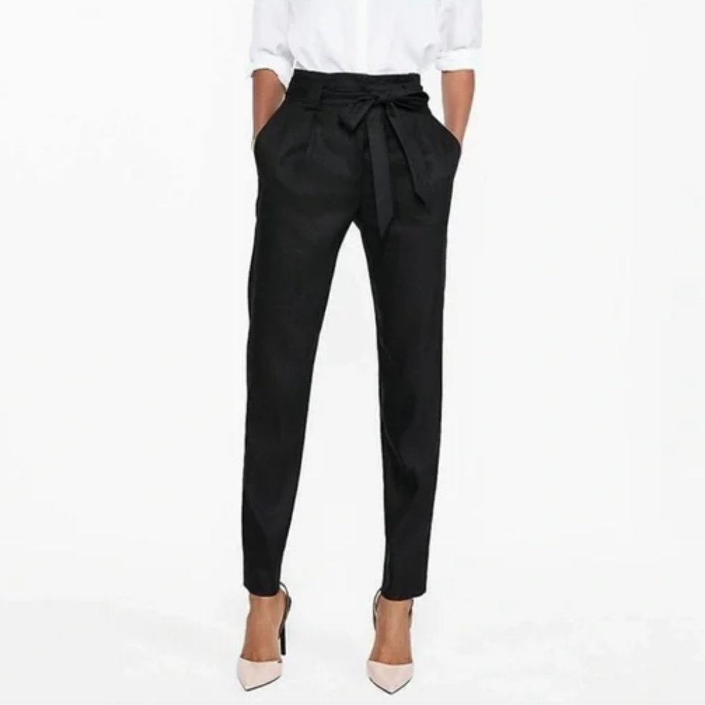Express Linen Paperbag High Waisted Ankle Pant